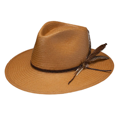 Stetson Juno Wide Brim Shantung Straw Fedora in Sand