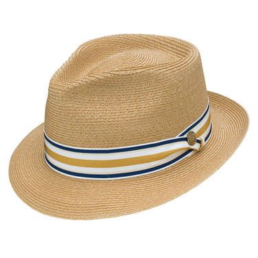 Stetson Luciano Hemp Braided Straw Fedora in Sand #color_ Sand