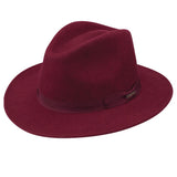 Stetson Markham Pinch Front Wool Felt Fedora in Burgundy