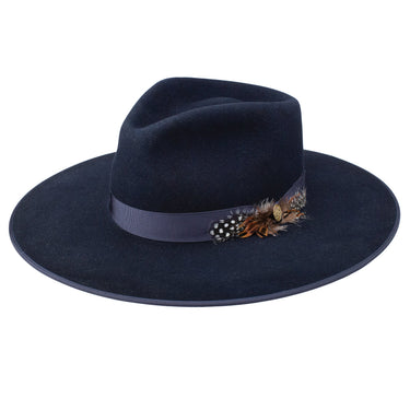 Stetson Midtown Wool Felt Wide Brim Fedora in Navy