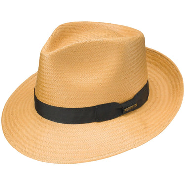 Stetson Reward Pinch Front Shantung Straw Fedora in Caramel