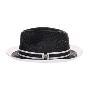 Steven Land Adrian Vented Pinch Front Polybraid Straw Fedora