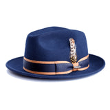 Steven Land London Wool Fedora in Navy / Camel
