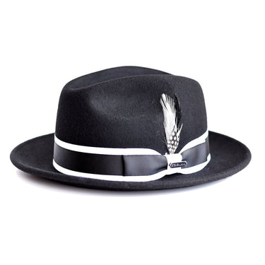 Steven Land London Wool Fedora in Black / White