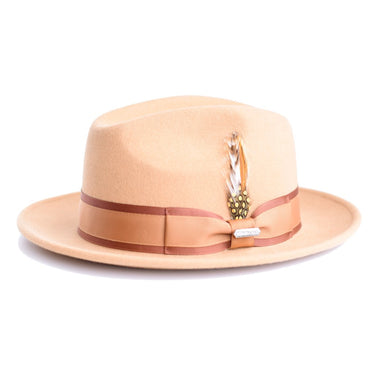 Steven Land London Wool Fedora in Camel / Brown