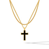 Stone Cross Pendant - Gold Set