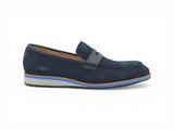 Carrucci Shoes Stylish Suede Penny Loafer in Denim Blue