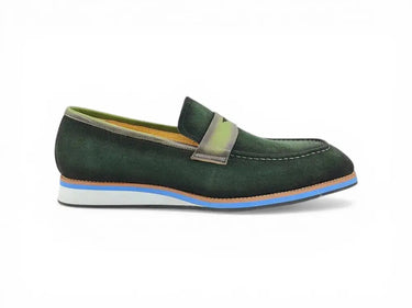 Carrucci Shoes Stylish Suede Penny Loafer in Olive