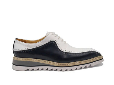 Carrucci Shoes Two-Tone Brogue Oxford Dress Shoe in Black White