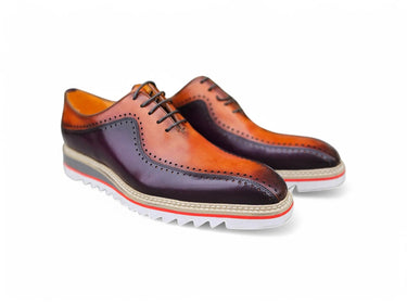 Carrucci Shoes Two-Tone Brogue Oxford Dress Shoe in Purple Cognac