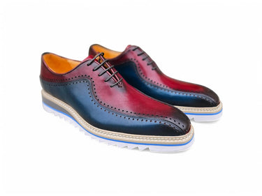 Carrucci Shoes Two-Tone Brogue Oxford Dress Shoe in Navy Burgundy