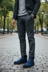 Suede Faux Shearling Combat Boot