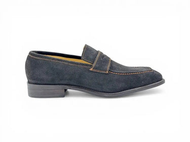 Carrucci Shoes Suede Penny Loafer Contrast Stitch in Brown