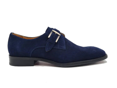 Carrucci Shoes Supple Suede Single Monk Strap Shoe in Navy
