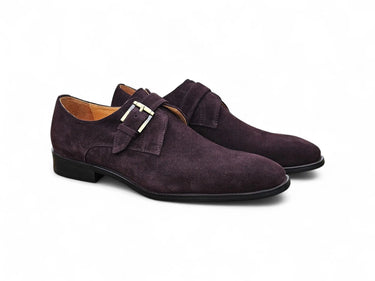 Carrucci Shoes Supple Suede Single Monk Strap Shoe in Brown