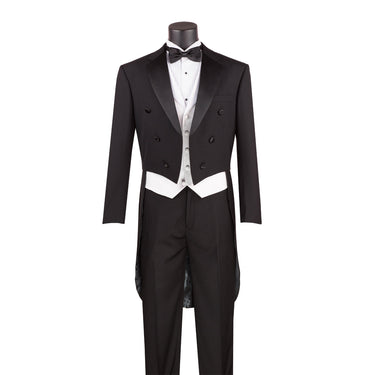 Vinci Black Regular Fit 3 Piece Tuxedo - T-2X