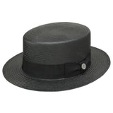 Stetson Keeneland Shantung Straw Boater Hat in Black