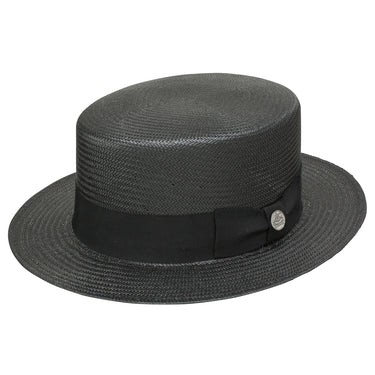 Stetson Keeneland Shantung Straw Boater Hat in Black
