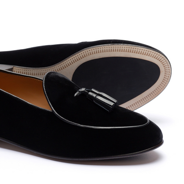Men's Black Velvet Tassel Loafer