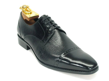 Carrucci Shoes Textured Leather Blucher Dress Shoe in Black