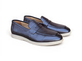 Carrucci Shoes Tumble Calfskin Penny Loafer in Brown