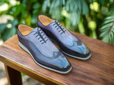 Carrucci Shoes Two Tone Oxford Lightweight Dress Shoe in Black Gray