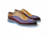 Carrucci Shoes Two Tone Oxford Lightweight Dress Shoe in Brown Tan