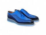 Carrucci Shoes Two Tone Oxford Lightweight Dress Shoe in Dark Navy Blue