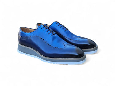 Carrucci Shoes Two Tone Oxford Lightweight Dress Shoe in Dark Navy Blue