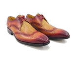 Carrucci Shoes Two Tone Wingtip Blucher Oxford in Cognac
