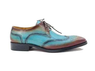 Carrucci Shoes Two Tone Wingtip Blucher Oxford in Turquoise