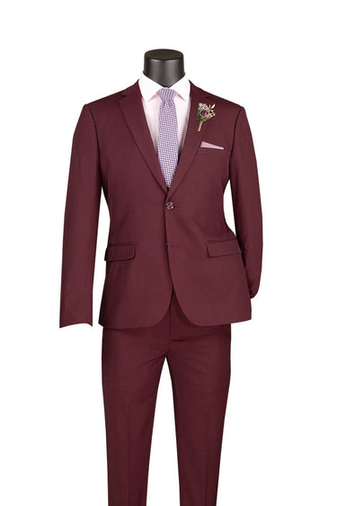 Vinci Burgundy Ultra Slim Fit 2 Piece Suit - USDX-1