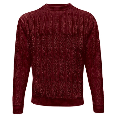 Crew Neck Knit Sweater in Burgundy