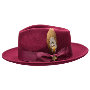 Bruno Capelo Bel-Air Crushable Wool Felt Fedora Hat in Burgundy
