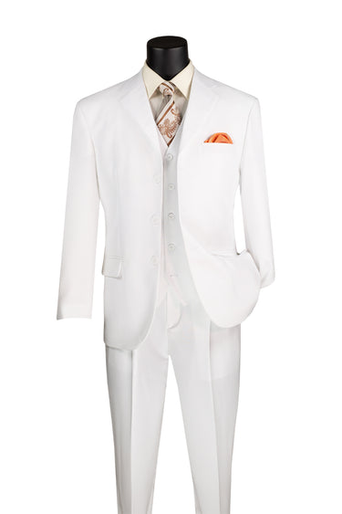 Vinci White Regular Fit 3 Piece Suit - V-3PP