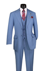 Vinci 3 Piece Regular Fit Suit in Dusty Blue - V2RK-4