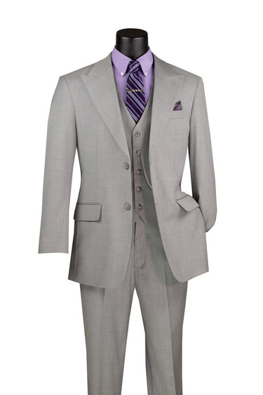 Vinci Light Gray Regular Fit 3 Piece Suit - V2RK-4