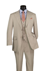 Vinci 3 Piece Regular Fit Suit in Oatmeal - V2RK-4