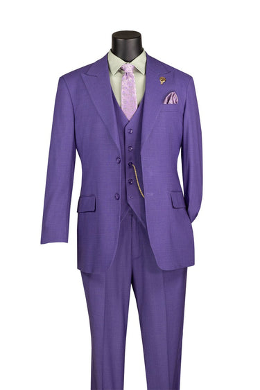 Vinci Purple Regular Fit 3 Piece Suit - V2RK-4