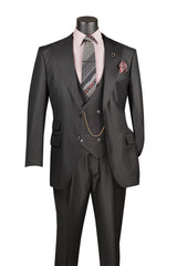 Vinci 3 Piece Regular Fit Suit in Black - V2RK-5