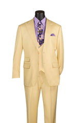 Vinci 3 Piece Regular Fit Suit in Butter - V2RK-5