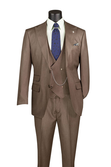 Vinci Deep Taupe Regular Fit 3 Piece Suit - V2RK-5