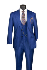 Vinci 3 Piece Regular Fit Suit in Estate Blue - V2RK-5