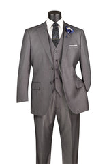 Vinci Medium Gray Regular Fit 3 Piece Suit - V2RS-7