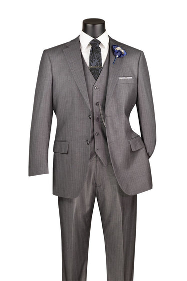 Vinci Medium Gray Regular Fit 3 Piece Suit - V2RS-7