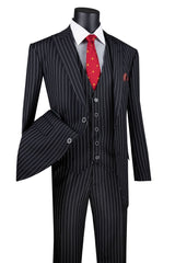 Vinci Black Regular Fit 3 Piece Suit - F-V2RS9