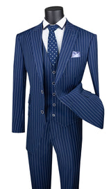 Vinci 3 Piece Regular Fit Suit in Blue - V2RS-9