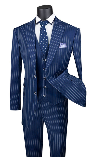 Vinci Blue Regular Fit 3 Piece Suit - V2RS-9