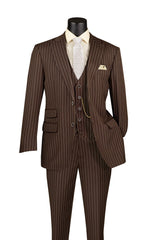 Vinci 3 Piece Regular Fit Suit in Brown - V2RS-9