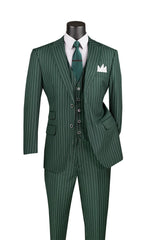 Vinci 3 Piece Regular Fit Suit in Hunter Green - V2RS-9